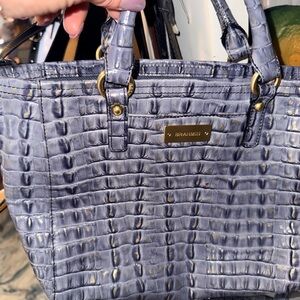 Brahmin Croc-Embossed Lavender Tote with Gold Hardware